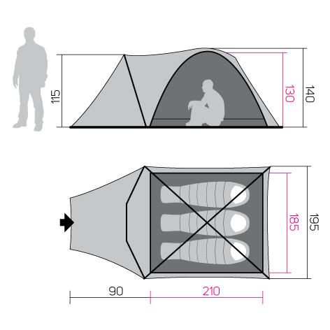 Stan HANNAH CAMPING HOVER 3, spring green/cloudy gray