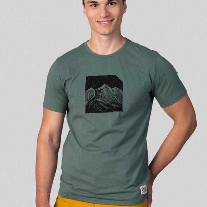 Tričko - krátký rukáv HANNAH GREM Man, dark forest mel (print 1)